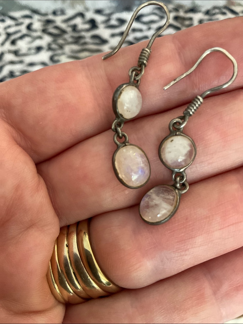 Sterling Silver Moonstone Drop Earrings - Picture 4 of 4